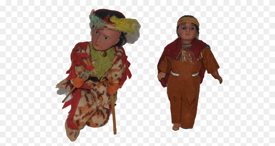 Antique Doll Set Bisque Indian Dolls Wonderful Two Doll, Person, Toy, Face, Head Png Image