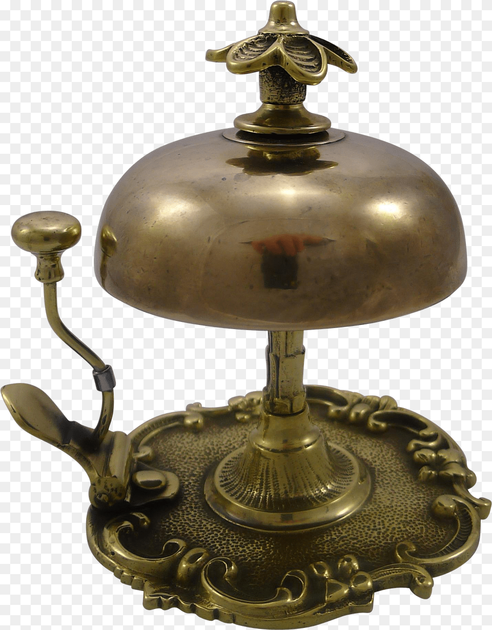 Antique English Brass Desk Counter Bell C, Bronze, Lamp, Chandelier Png