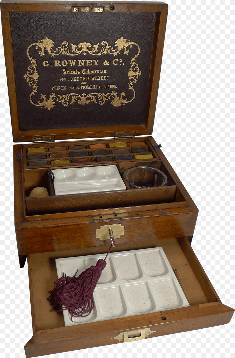Antique English Watercolour Artist39s Box By Rowney Wood, Cabinet, Furniture Png Image