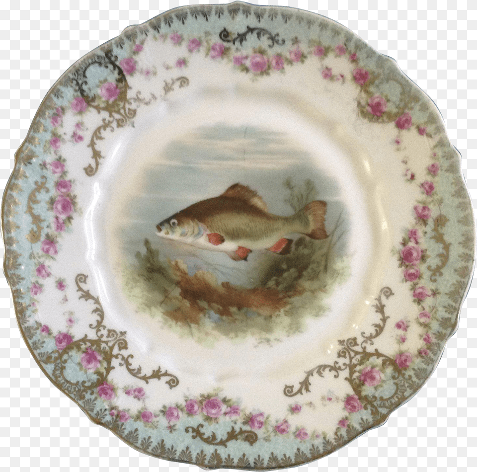 Antique Fish Luncheon Plate Carl Tielsch Ct Germany Plate, Art, Pottery, Porcelain, Meal Free Png Download