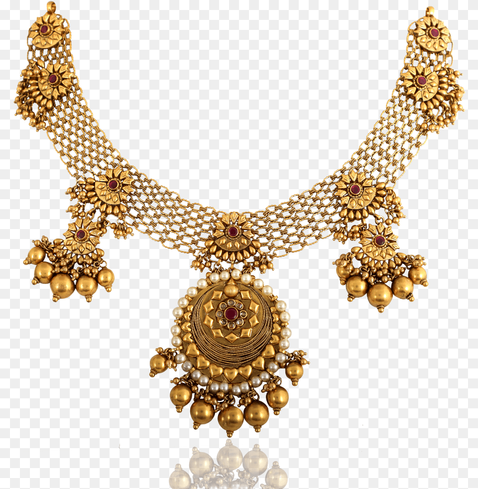 Antique Floral Grace Gold Necklace, Accessories, Jewelry Png