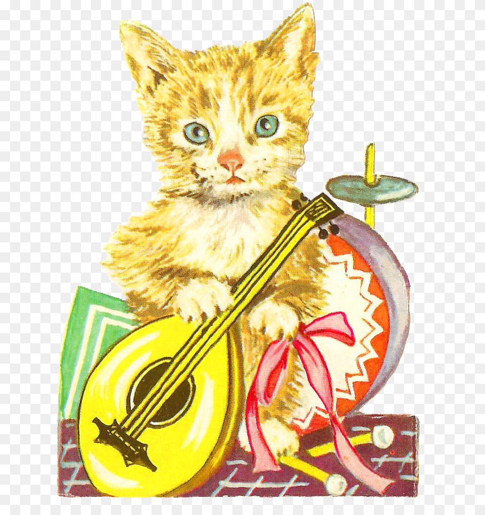 Antique Free Animal Graphic Antique Cat Clip Victorian Cat With Transparent Background, Mammal, Musical Instrument, Pet Png Image