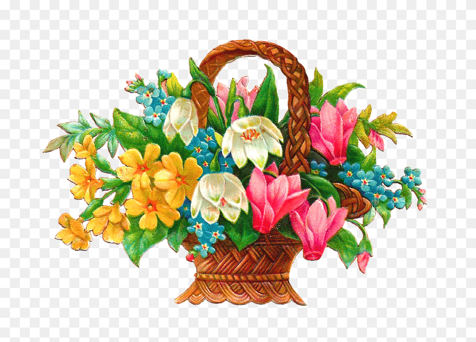 Antique Free Flower Basket Clip Art Wicket Baskets Full, Plant, Flower Bouquet, Flower Arrangement, Handicraft Png