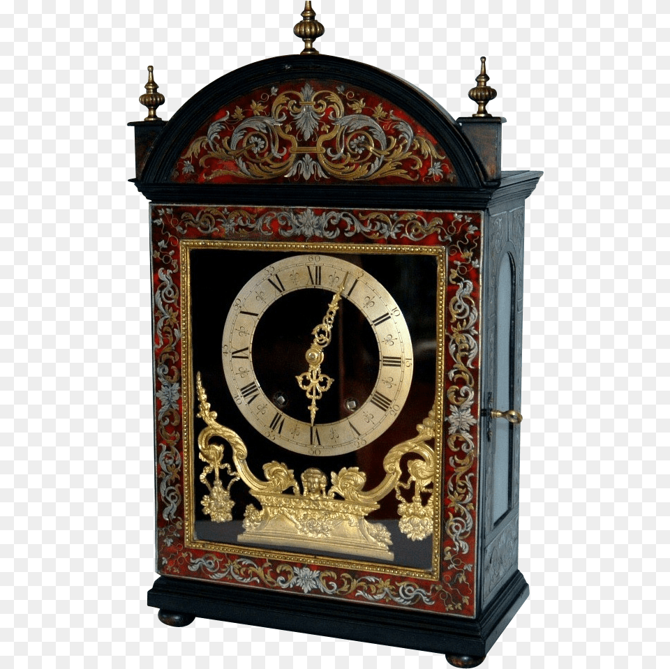 Antique French Boulle Marquetry Bracket Clock Quartz Clock, Analog Clock Free Transparent Png