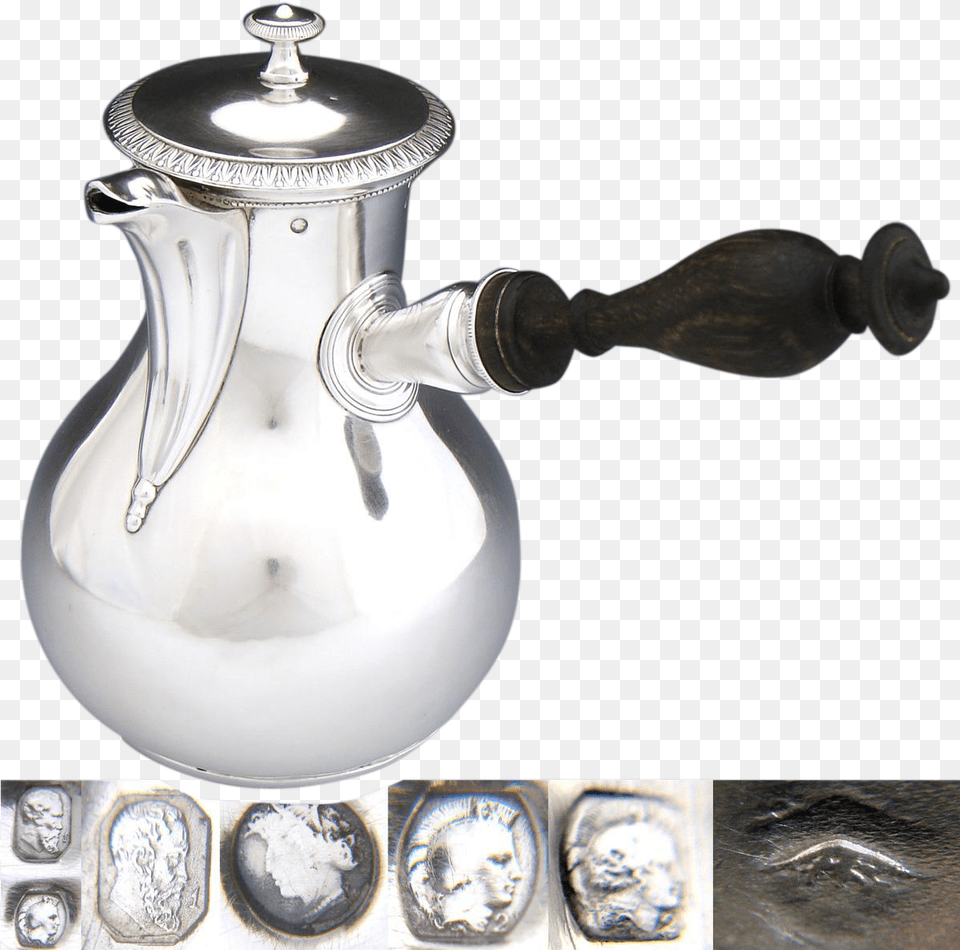 Antique French Sterling Silver Chocolate Pot Warm Silver, Pottery, Jar, Sink, Sink Faucet Free Png