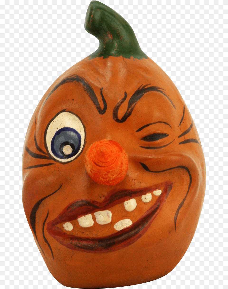 Antique German Halloween Pumpkin Head Candy Container, Food, Plant, Produce, Vegetable Free Png