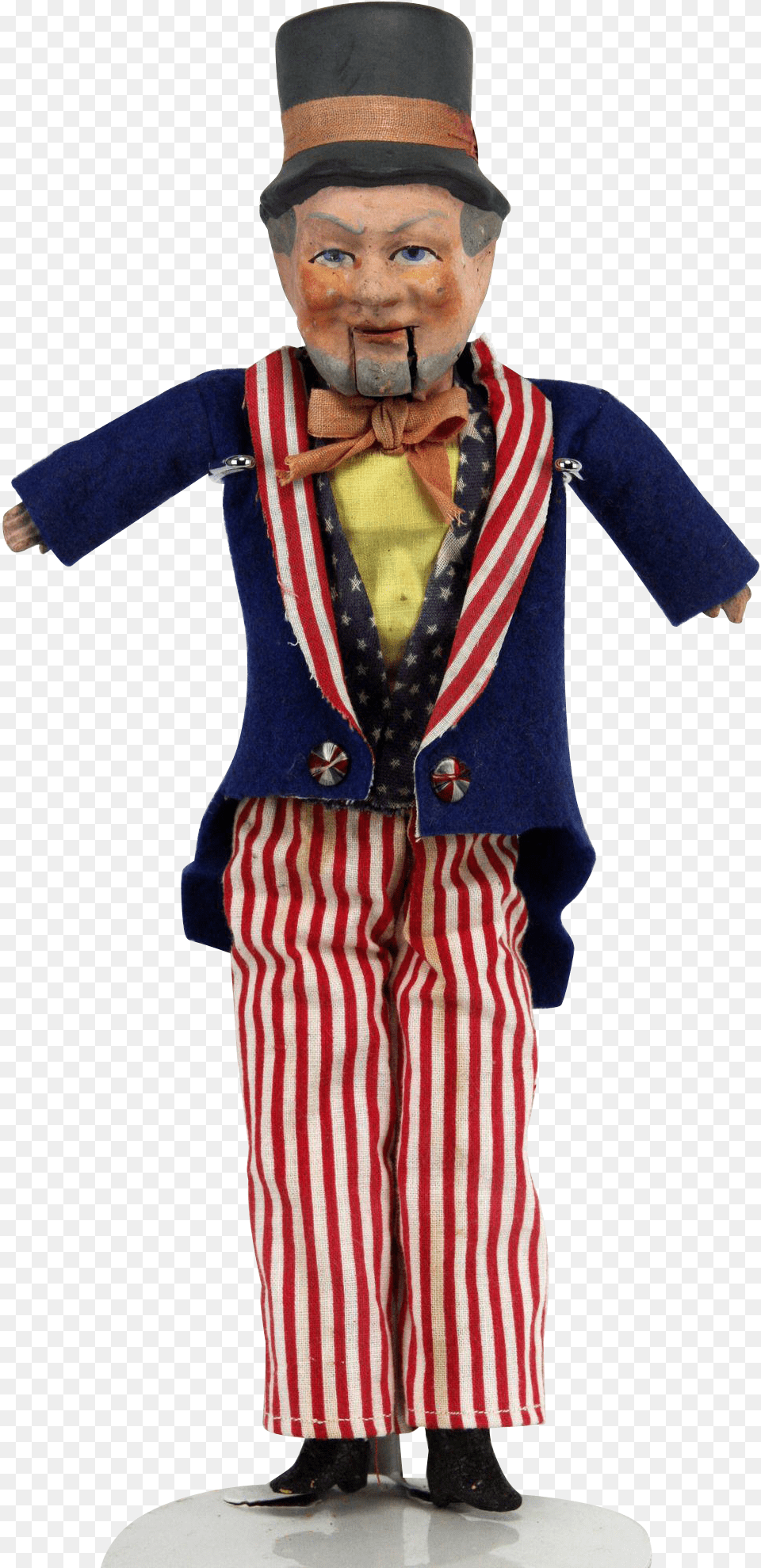 Antique German Uncle Sam Mechanical Doll Ca1900 Costume Hat, Boy, Child, Person, Male Png Image