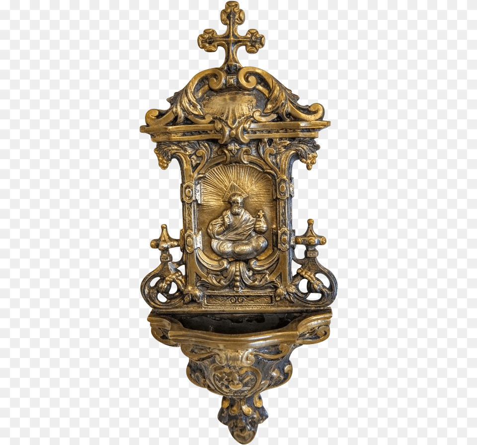 Antique Gilt Bronze Holy Water Font 19th Century Antique, Adult, Wedding, Person, Female Free Png