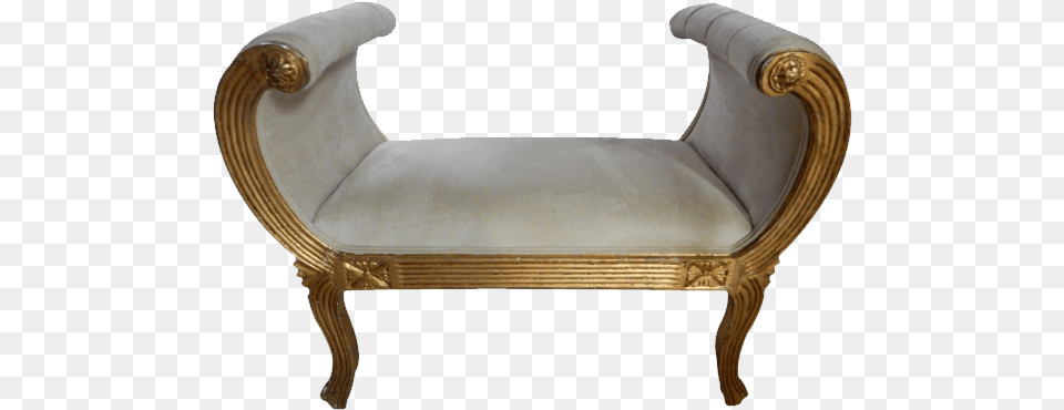 Antique Gilt Carved King39s Side Bench Antique, Chair, Furniture, Armchair, Crib Free Png