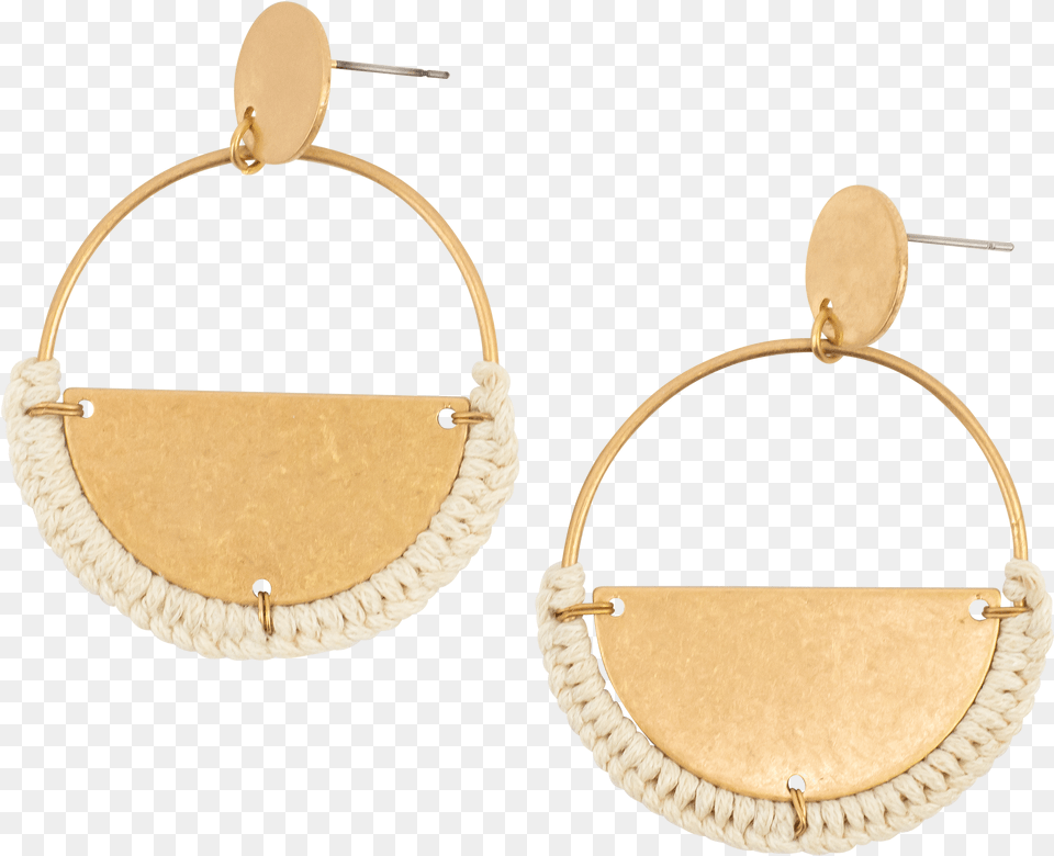 Antique Gold Hoop With Cream Threaded Half Moon Earrings, Accessories, Earring, Jewelry, Necklace Free Png Download