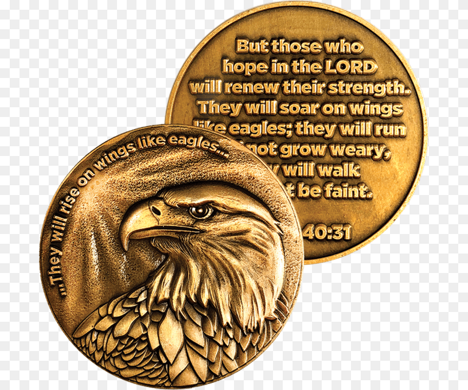 Antique Gold Plated Christian Challenge Coin American Eagle For Whatsapp Dp, Bronze, Animal, Bird Free Png Download