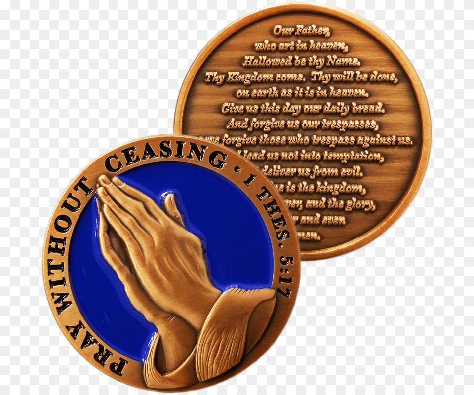 Antique Gold Plated Christian Challenge Coin The Lord Lord39s Prayer, Money, Disk Free Png
