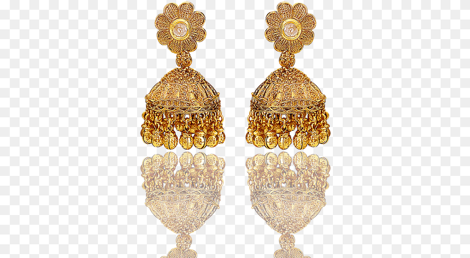 Antique Gold Plated Jhumka Having Exquisite Vilandi Black Colour Small Jhumkas Moti, Accessories, Earring, Jewelry, Treasure Free Png Download