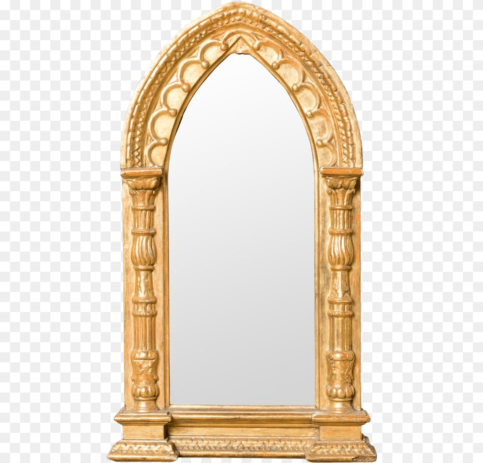 Antique Gothic Gold Frame Wall Mirror Gold Gothic Frame, Arch, Architecture, Photography Png