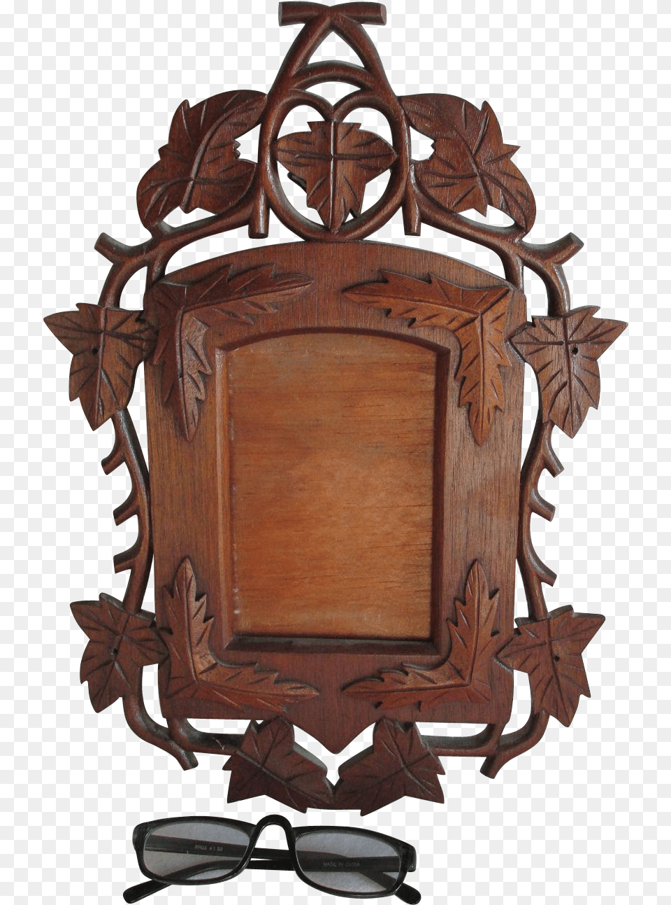 Antique Hand Carved Folk Art Picture Frame Wood, Accessories, Glasses Free Png