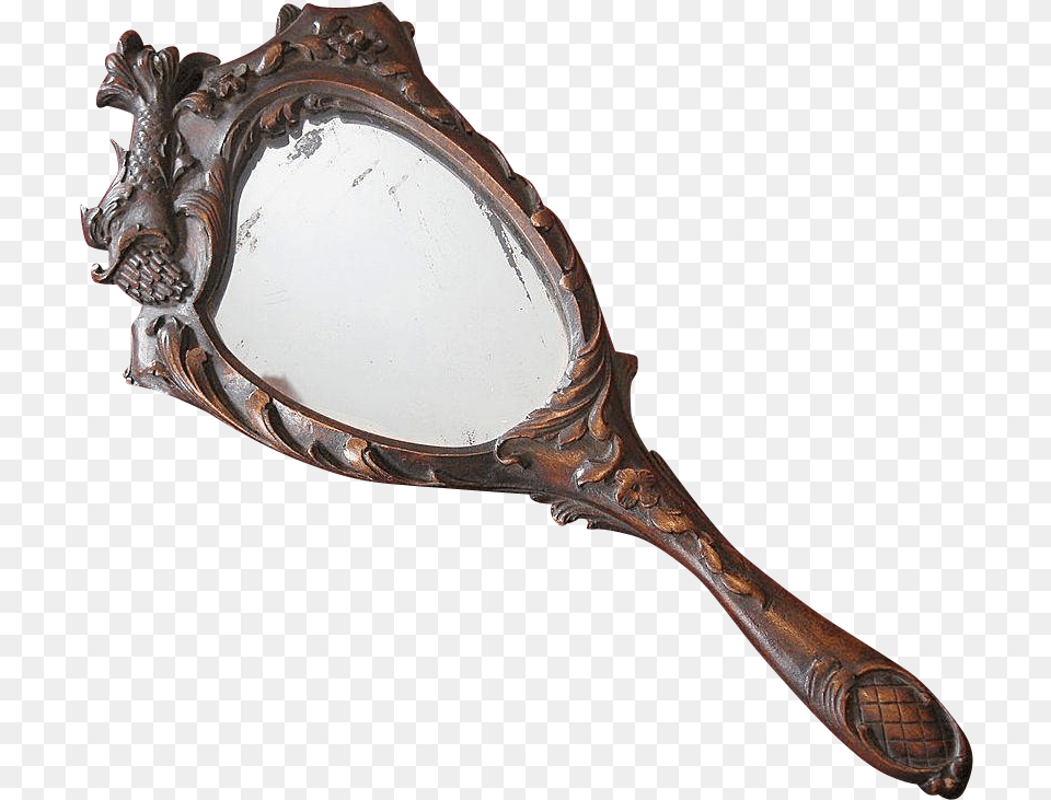 Antique Hand Mirrors Art Nouveau Vintage Silver Plated Hand Mirror Transparent Background, Blade, Dagger, Knife, Weapon Free Png