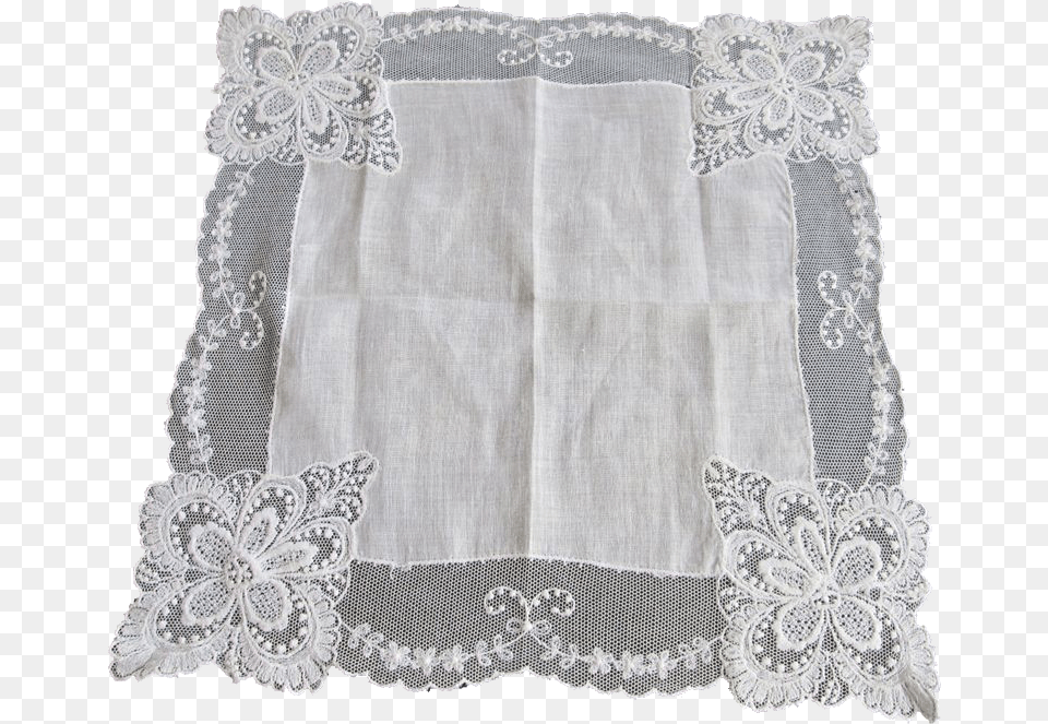 Antique Hanky Hankie Net Lace White Cotton Textile Placemat, Home Decor, Linen Free Transparent Png