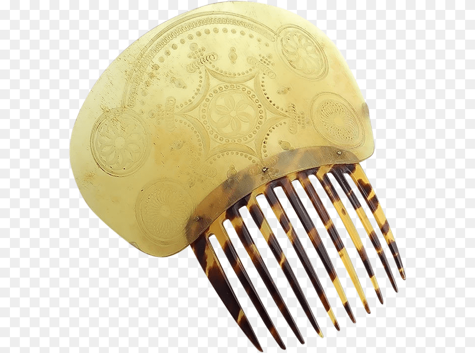 Antique Horn Topped Hair Comb With Fancy Decoration Hair, Cutlery, Fork Png Image
