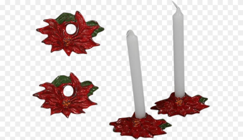 Antique Hubley Mini Cast Iron Poinsettia Christmas Old Advent, Candle, Candlestick Free Transparent Png