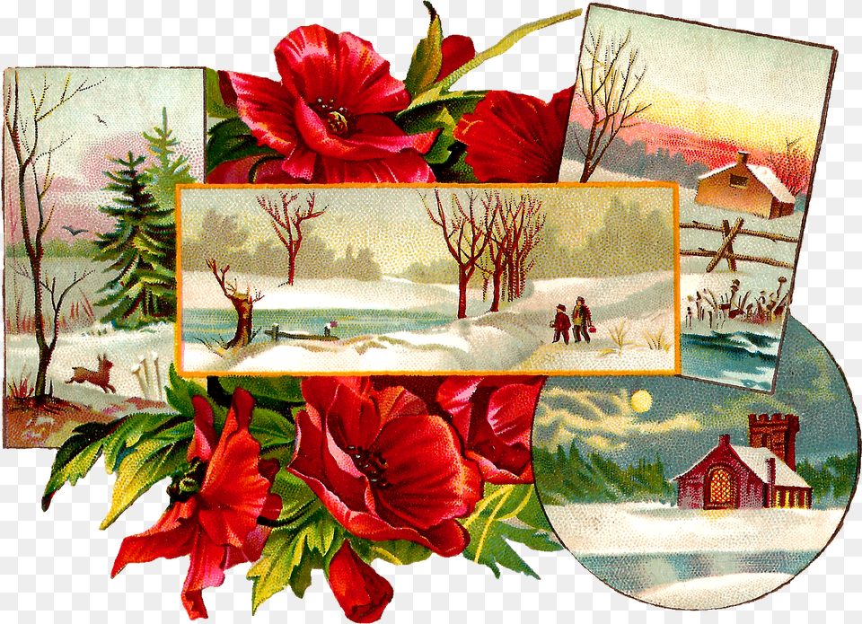 Antique Images Christmas Greeting, Envelope, Greeting Card, Mail, Flower Free Png