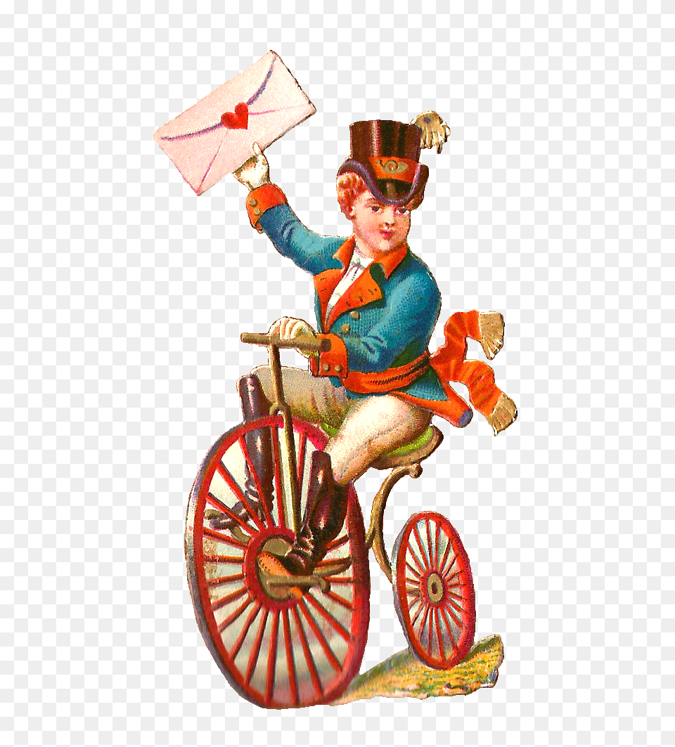 Antique Images Romantic Clip Art Man Riding Antique Bike, Wheel, Machine, Person, Male Png Image