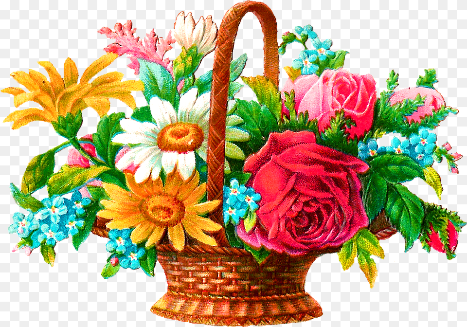 Antique Images Stock Flower Basket Digital Image Bouquet, Flower Bouquet, Plant, Flower Arrangement, Pattern Free Transparent Png