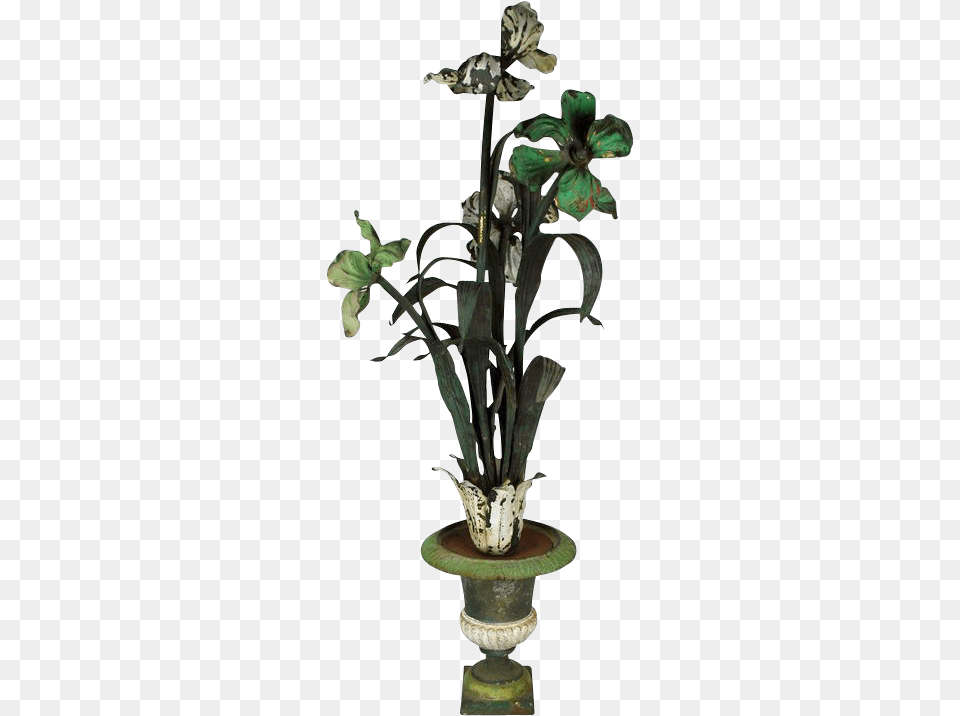 Antique Iron Plant Flower Garden Sculpture Flower Sculpture, Flower Arrangement, Ikebana, Potted Plant, Pottery Free Transparent Png