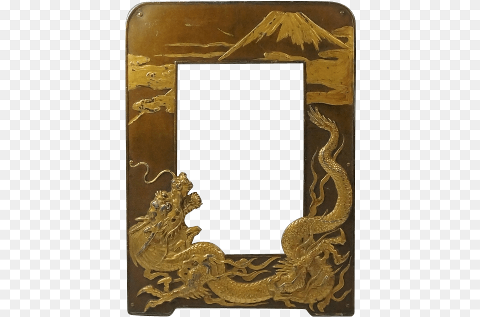 Antique Japanese Picture Frame, Bronze Png