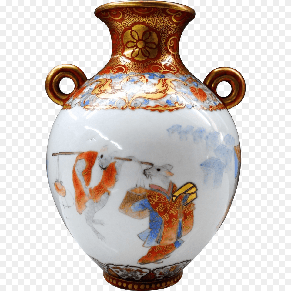 Antique Kutani Porcelain Vase, Art, Jar, Pottery Free Png