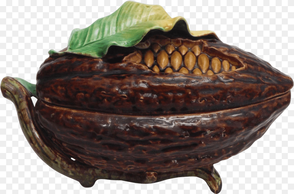 Antique Majolica Cocoa Bean Box From Majolicadream Carving, Dessert, Food, Nut, Plant Png