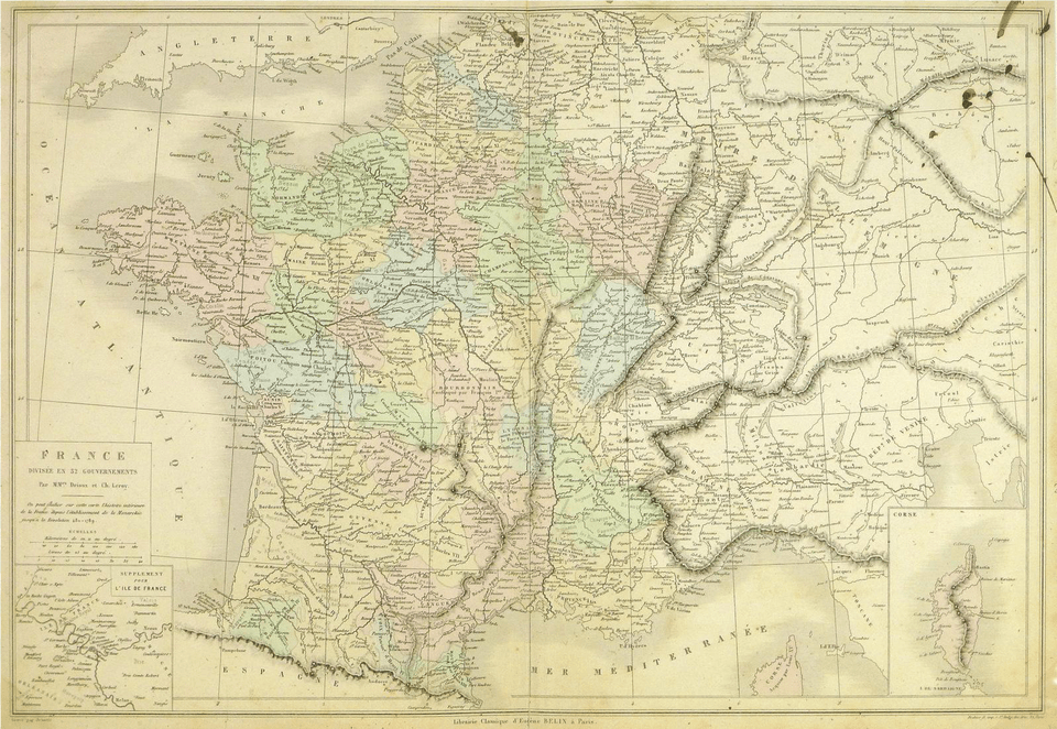 Antique Map Of France 1860 On Chairish France, Atlas, Chart, Diagram, Plot Png Image