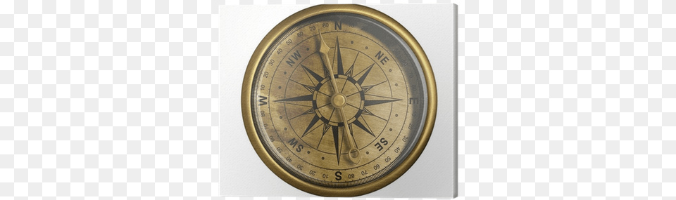 Antique Nautical Compass Isolated On White Canvas Print Antique Nautical Compass Isolated On Wh Wall Clock Png
