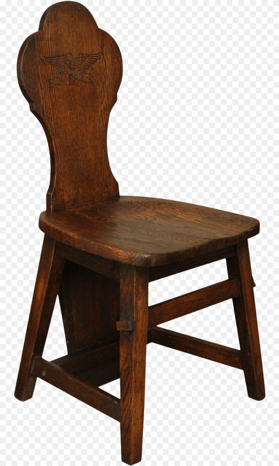Antique Oak Arts Crafts Hall Chair Solid, Furniture, Wood Free Png Download