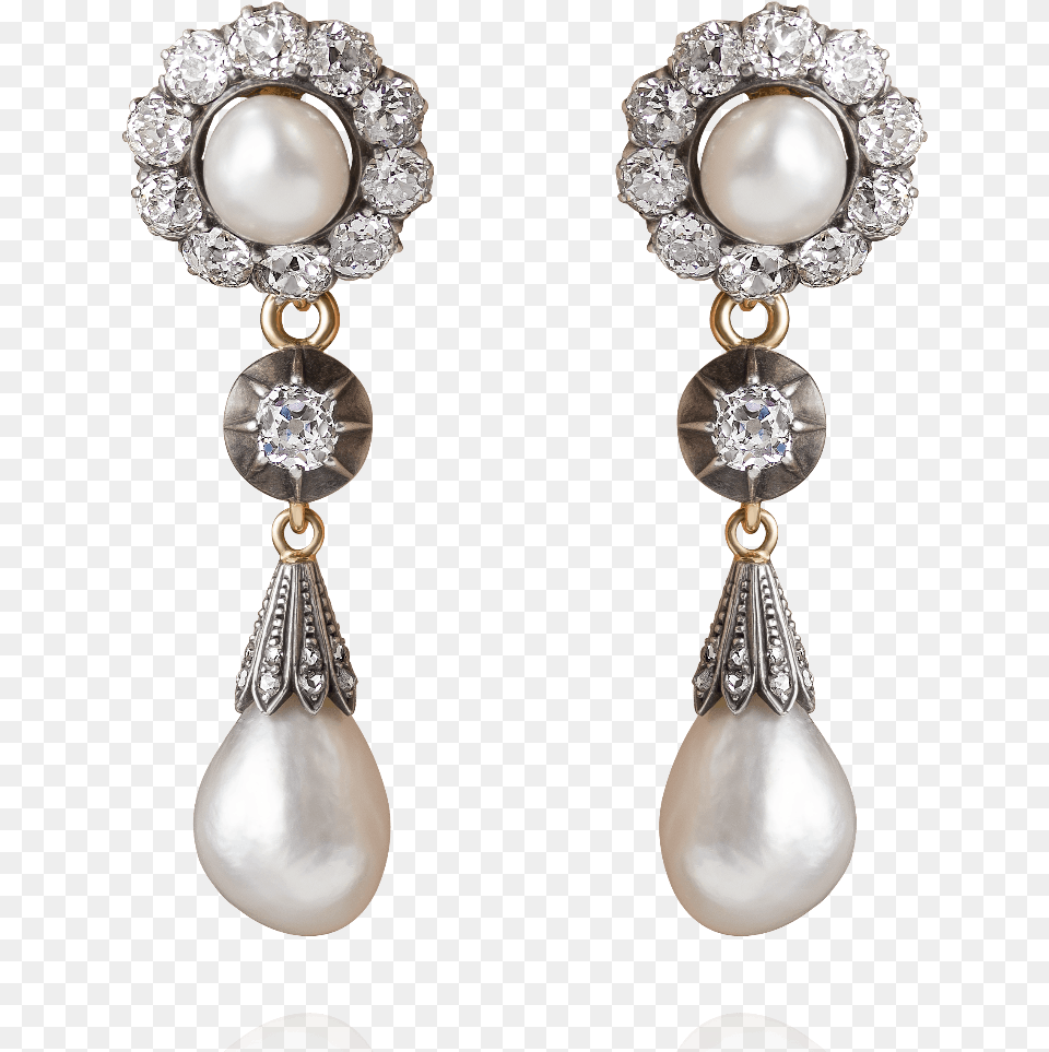 Antique Pearl And Diamond Drop Earrings, Accessories, Earring, Jewelry Free Transparent Png