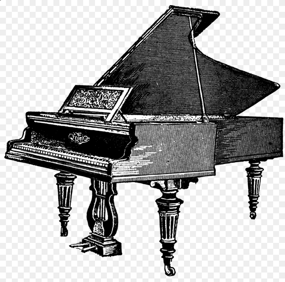 Antique Piano Clipart, Grand Piano, Keyboard, Musical Instrument Free Png
