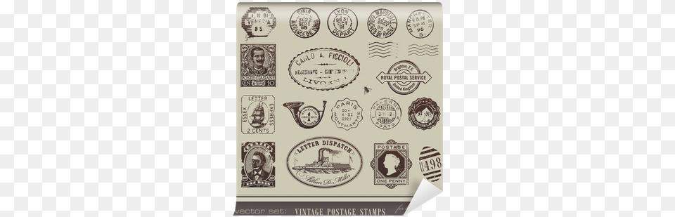 Antique Postage Stamps Wall Mural Pixers We Live Post Stamp Sticker Vintage, Baby, Person, Postage Stamp, Adult Free Transparent Png
