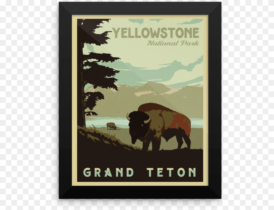 Antique Poster Yellowstone National Park, Wildlife, Animal, Mammal, Buffalo Png