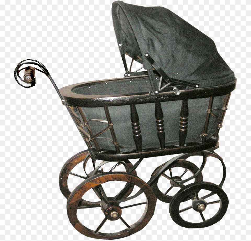 Antique Pram Old Baby Carriage Transparent Background, Furniture, Machine, Wheel, Bed Free Png