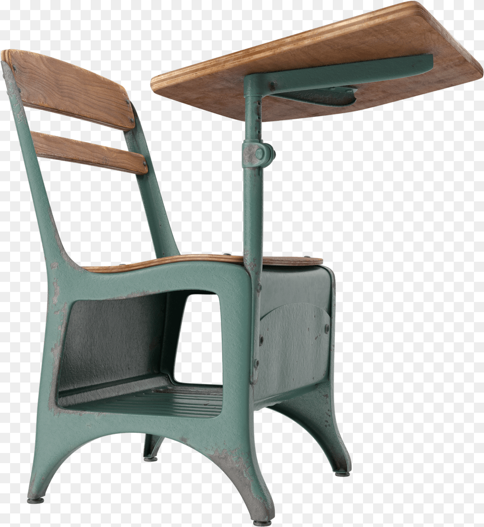 Antique School Desk School Desk Transparent Background, Furniture, Chair, Plywood, Wood Png Image