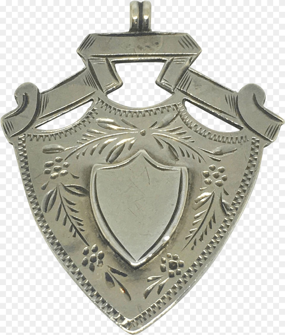 Antique Sterling Engraved Watch Fob Shield Shape From Shield, Armor, Cross, Symbol, Logo Free Transparent Png