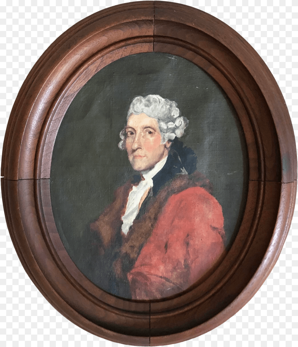 Antique Thomas Jefferson Oval Oil Portrait Gentleman, Weapon, Firearm, Helmet, Male Png