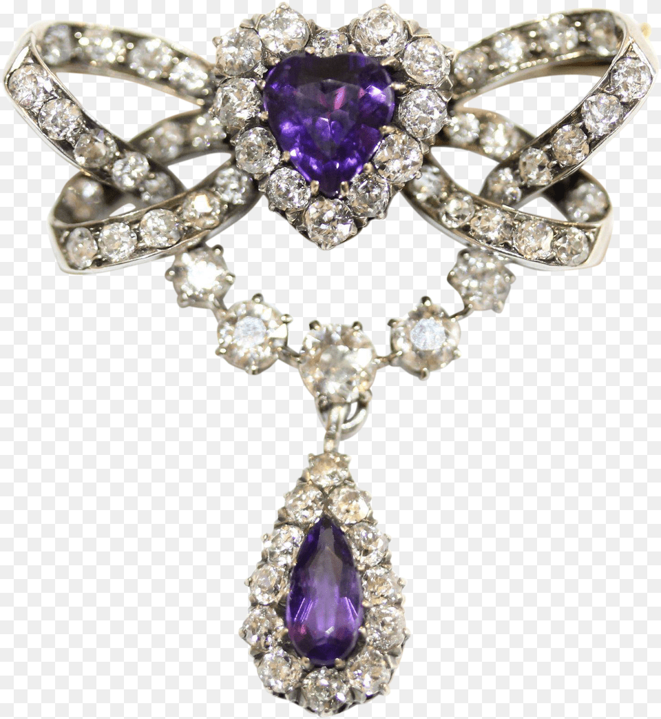 Antique Victorian 14 Carat Gold Amethyst And Old Cut Diamond, Accessories, Gemstone, Jewelry Free Transparent Png