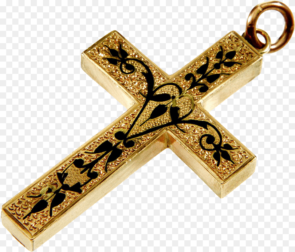 Antique Victorian 9k Rose Gold Taille D39epargne Black Pendant, Cross, Symbol, Accessories, Jewelry Png