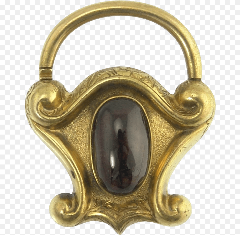 Antique Victorian Cabochon Garnet And 15k Gold Shield Pendant, Accessories, Bronze, Jewelry Free Transparent Png