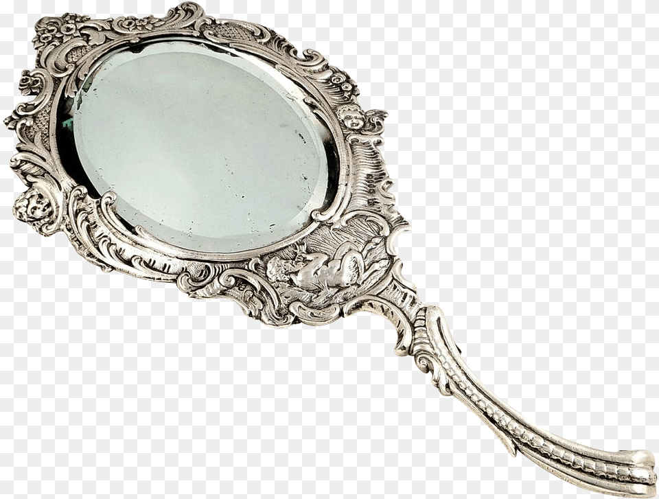 Antique Victorian Sterling Silver Mirror, Blade, Dagger, Knife, Weapon Png Image