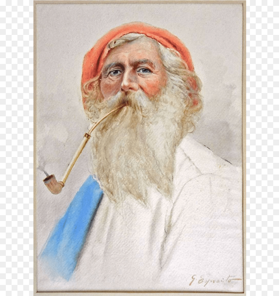 Antique Watercolor Portrait Of Maltese Fisherman In Watercolor Painting, Photography, Face, Head, Person Png