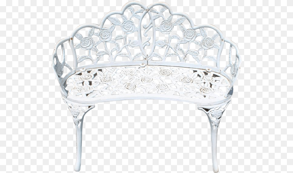 Antique White Cast Iron Garden Bench Outdoor Settee White Garden Bench Transparent Background, Furniture, Crib, Infant Bed, Couch Free Png Download