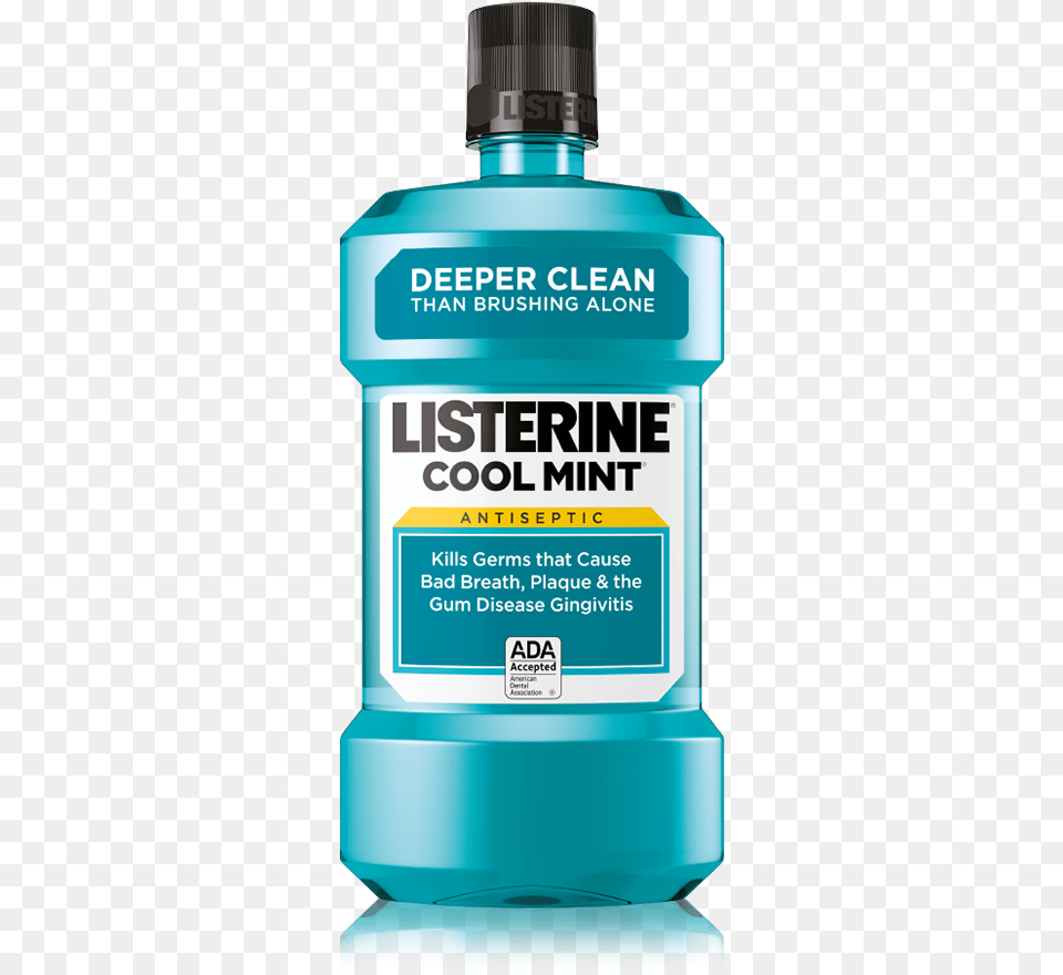 Antiseptic Coolmint Listerine Advertisement, Bottle, Cosmetics, Perfume Free Transparent Png