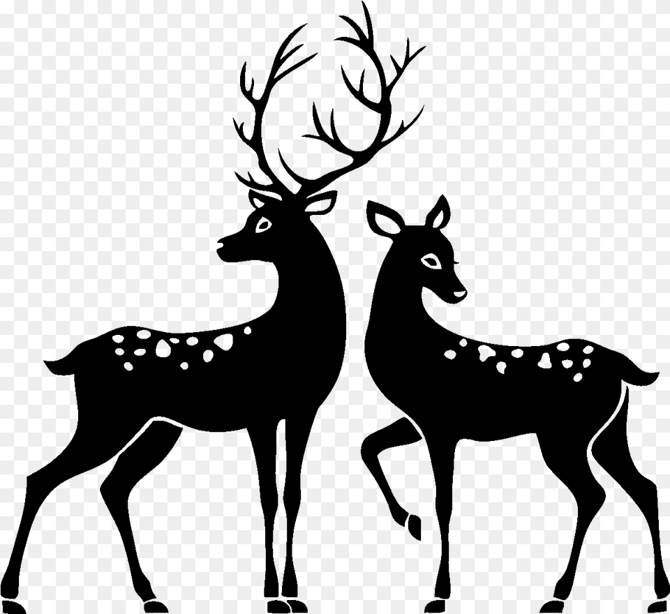 Antler Deer Silhouette, Gray Free Png Download