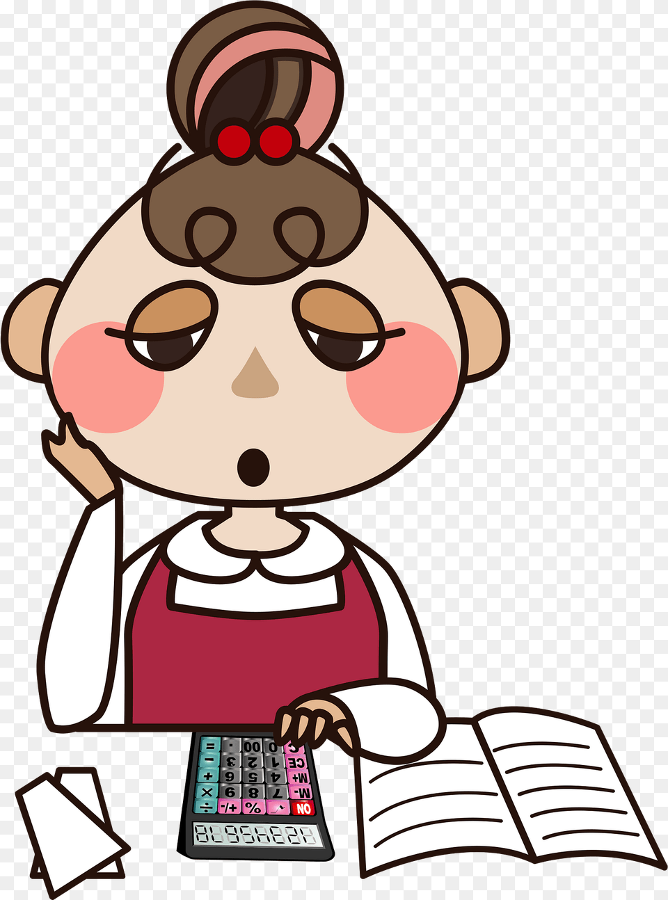 Antoinette Woman Is Working On The Family Budget Clipart, Cartoon, Baby, Person, Book Png